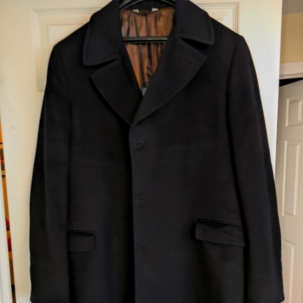 Ted Baker Overcoat - single breasted - Ulster collar - US 44R - Black